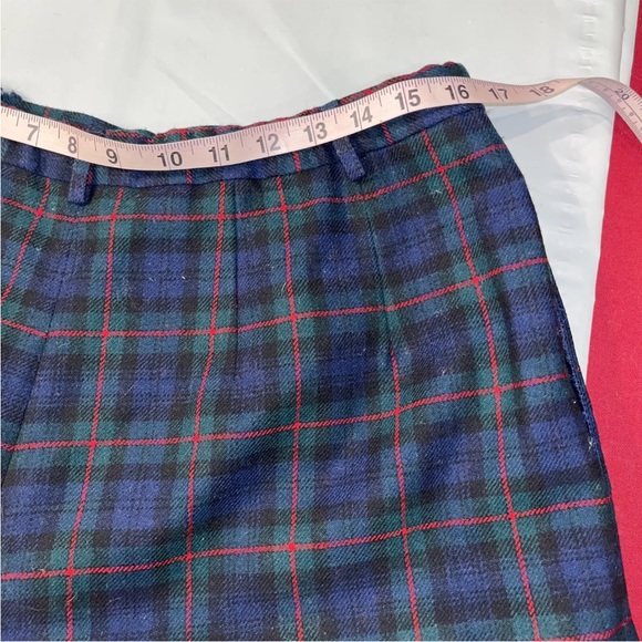 90s Pendleton blue green PLAID pleated wool SHORTS, size 18 Lined Argyle Tartan - Picture 12 of 16